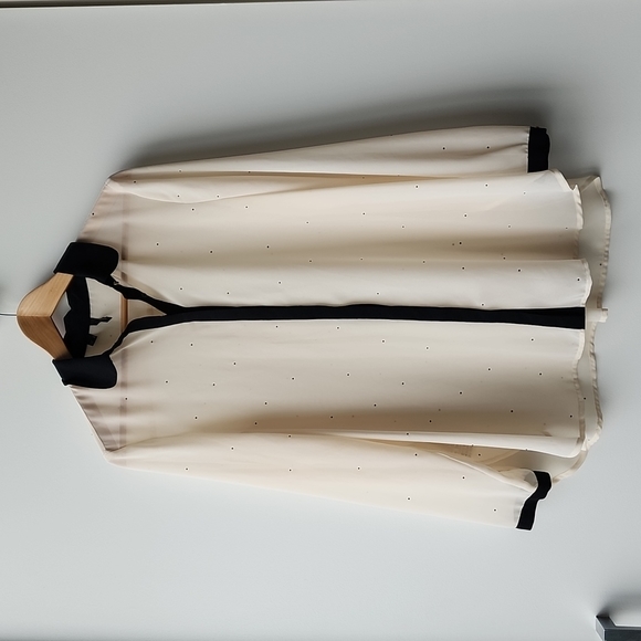 Mango Tops - Mango Sheer 3D Polka Dot Button Up Blouse